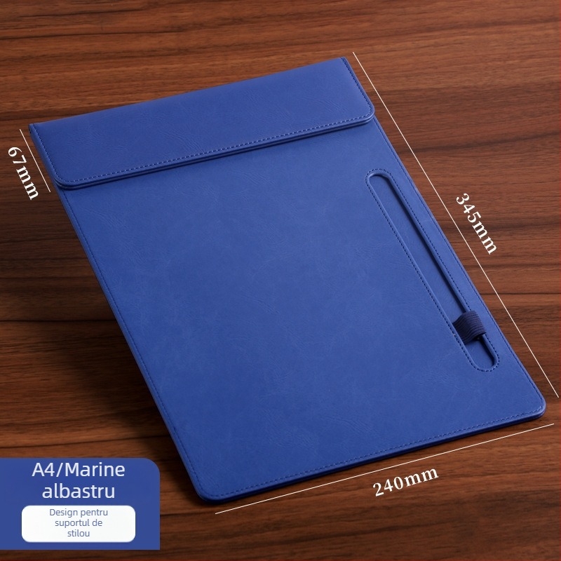 Mapă magnetică din piele cu clemă A4, placă de 5 mm și imprimare logo – personalizabilă