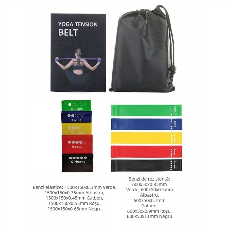 Bandă de Rezistență – Întindere pentru yoga și fitness, material TPE, potrivită pentru fitness și definire corporală, întărire a brațelor