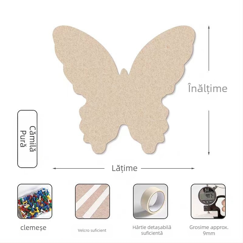 Panou 3D cu fluture din fetru pentru intrare — decor de perete pentru galerie foto și fundal pentru TV (Material: fibră de poliester; Funcții: rezistent la umezeală, anti molii, anti murdărie, mucegai rezistent)