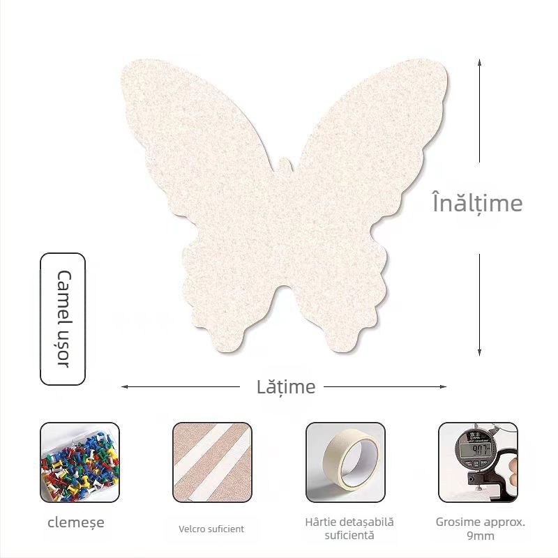 Panou 3D cu fluture din fetru pentru intrare — decor de perete pentru galerie foto și fundal pentru TV (Material: fibră de poliester; Funcții: rezistent la umezeală, anti molii, anti murdărie, mucegai rezistent)