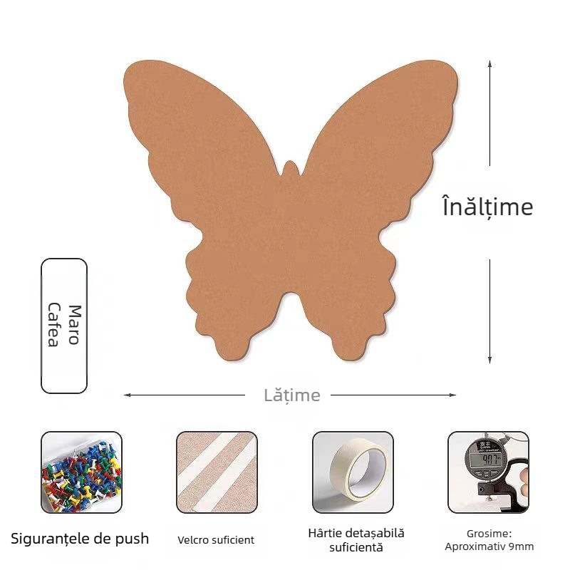 Panou 3D cu fluture din fetru pentru intrare — decor de perete pentru galerie foto și fundal pentru TV (Material: fibră de poliester; Funcții: rezistent la umezeală, anti molii, anti murdărie, mucegai rezistent)