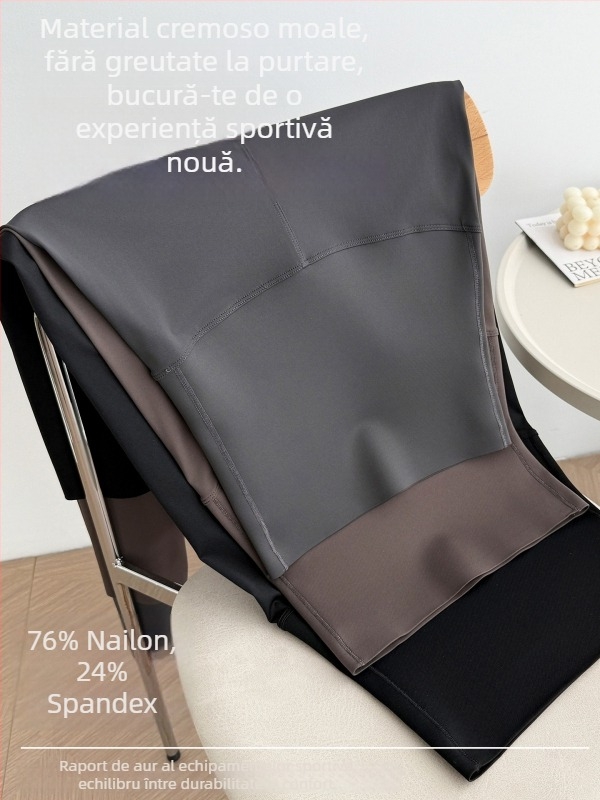 Colanți talie înaltă pentru modelare talie, pantaloni lungi de yoga de toamnă, amestec nylon-spandex, 80–90% nylon, înaltă elasticitate, croială strânsă