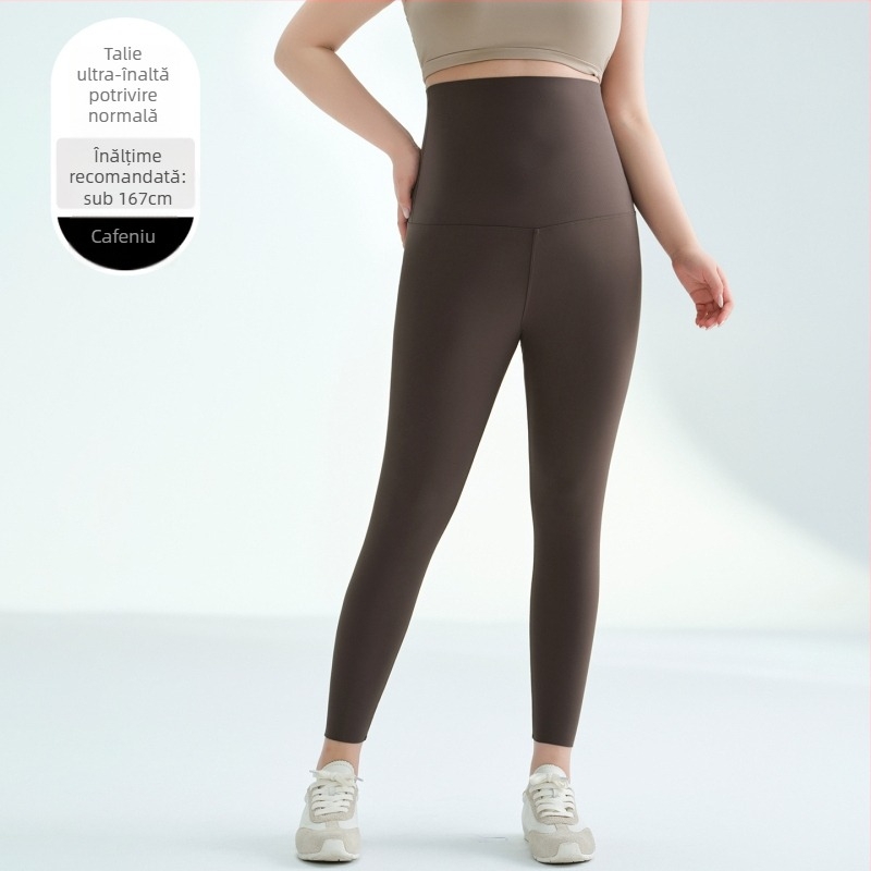 Colanți talie înaltă pentru modelare talie, pantaloni lungi de yoga de toamnă, amestec nylon-spandex, 80–90% nylon, înaltă elasticitate, croială strânsă
