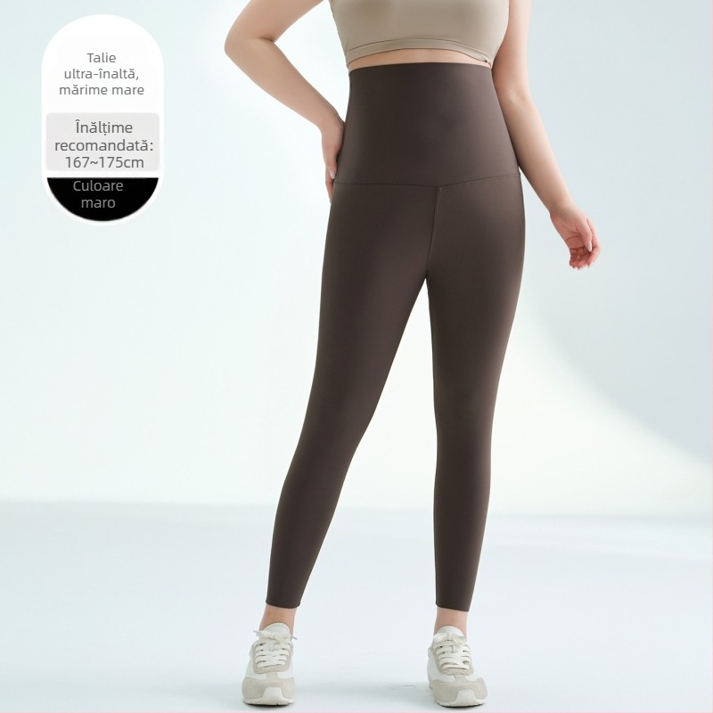 Colanți talie înaltă pentru modelare talie, pantaloni lungi de yoga de toamnă, amestec nylon-spandex, 80–90% nylon, înaltă elasticitate, croială strânsă