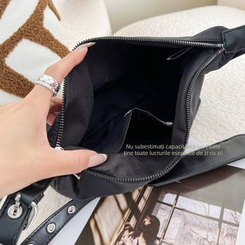 Geantă crossbody pentru femei Dumpling, material Oxford, formă de scoică, închidere cu fermoar, buzunar pentru laptop, buzunar cu fermoar