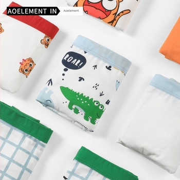 Boxeri din bumbac pentru băieți, cu imprimeu desen animat – lenjerie de vară moale, 95% bumbac, pentru 3–8 ani