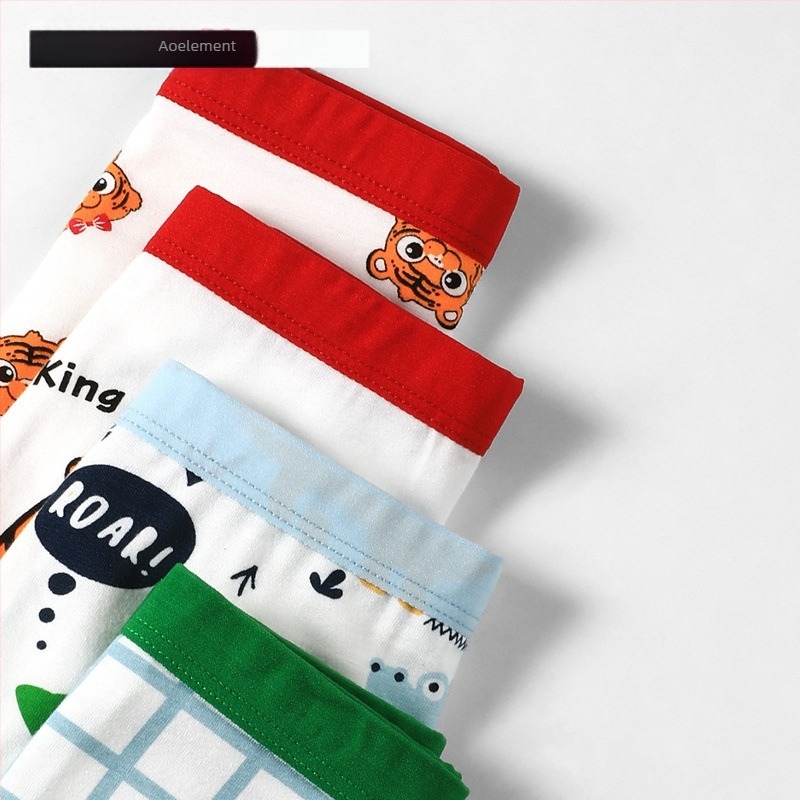 Boxeri din bumbac pentru băieți, cu imprimeu desen animat – lenjerie de vară moale, 95% bumbac, pentru 3–8 ani