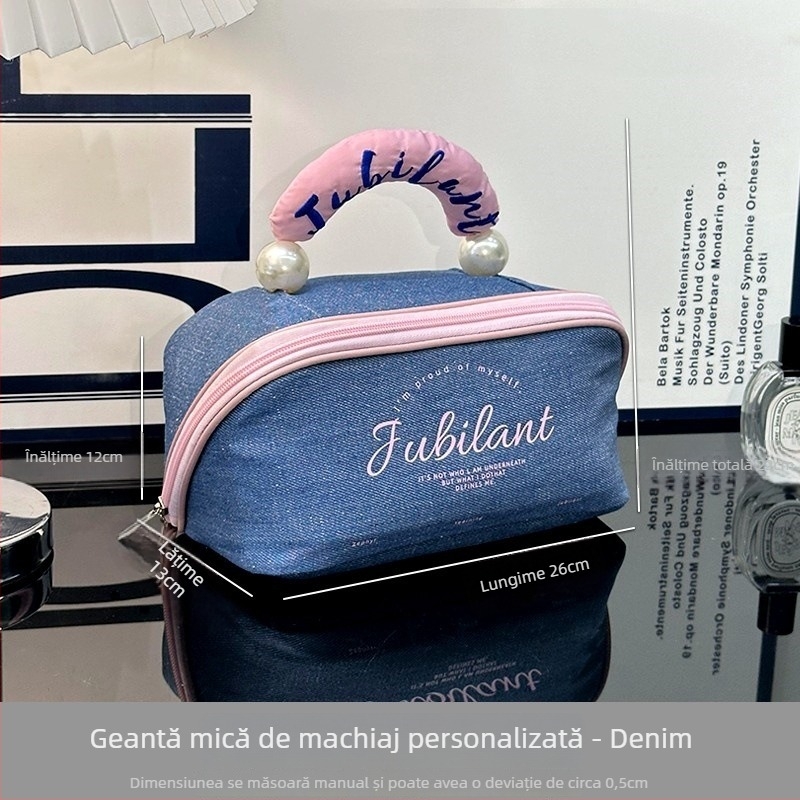 Geantă cosmetică unisex, exterior poliester cu căptușeală poliester, stil street, compartimente interne pentru depozitare în călătorii