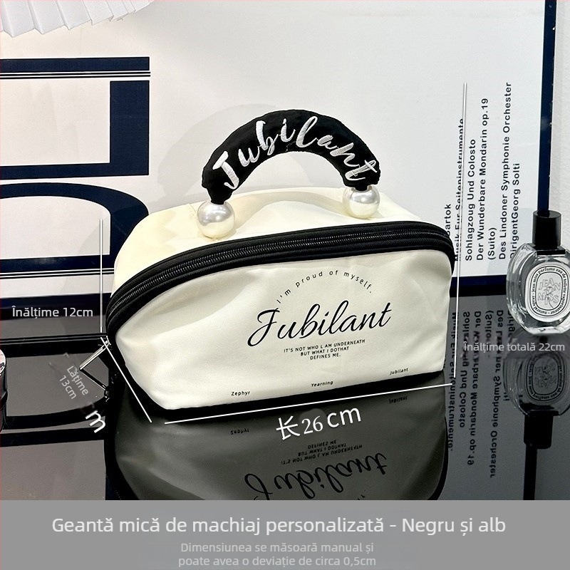 Geantă cosmetică unisex, exterior poliester cu căptușeală poliester, stil street, compartimente interne pentru depozitare în călătorii