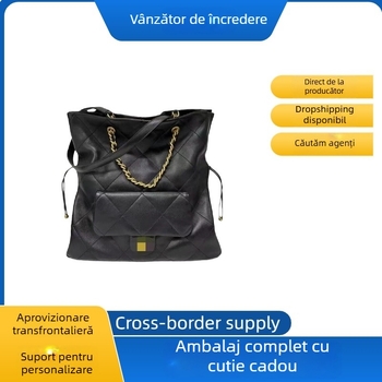 Geantă Tote din piele naturală pentru femei, formă verticală pătrată, închidere magnetică, căptușeală din poliester, buzunar intern cu fermoar, buzunare pentru telefon și documente, curea de umăr