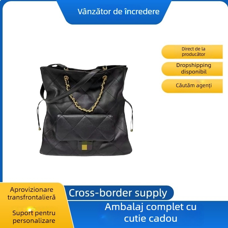 Geantă Tote din piele naturală pentru femei, formă verticală pătrată, închidere magnetică, căptușeală din poliester, buzunar intern cu fermoar, buzunare pentru telefon și documente, curea de umăr