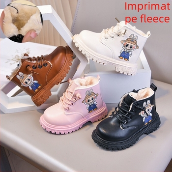 Ghete Martin unisex cu căptușeală caldă din fleece, fermoar lateral, talpă din cauciuc, înălțime joasă a gleznei, model de iarnă 2025