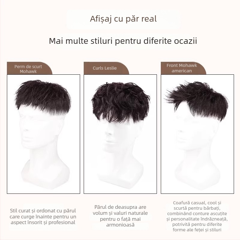 Patch păr masculin – păr real uman, țesut semi-artizanal, poate fi vopsit, Model Hair Patch
