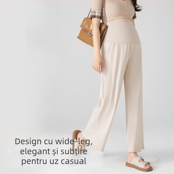 Pantaloni de maternitate cu croială largă - Susținere a abdomenului, 95% viscoză, Grosime medie, Elasticitate ridicată