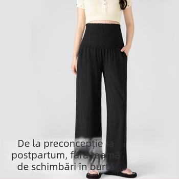 Pantaloni de maternitate cu croială largă - Susținere a abdomenului, 95% viscoză, Grosime medie, Elasticitate ridicată