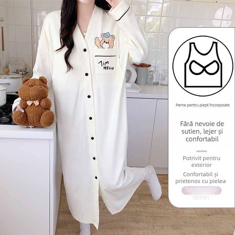 Rochie de maternitate cu acces la alăptare, midi A-line, de vară, guler V, mâneci lungi, bumbac 70–80%