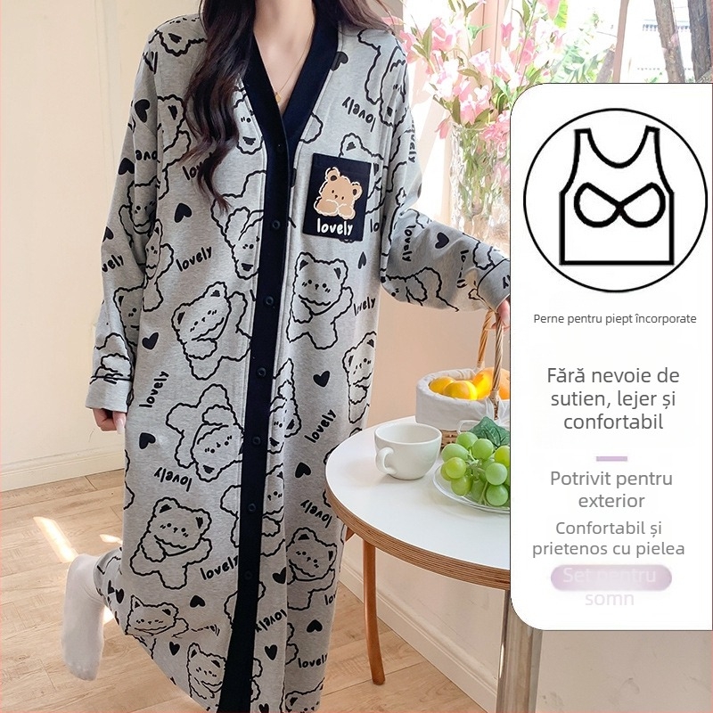 Rochie de maternitate cu acces la alăptare, midi A-line, de vară, guler V, mâneci lungi, bumbac 70–80%