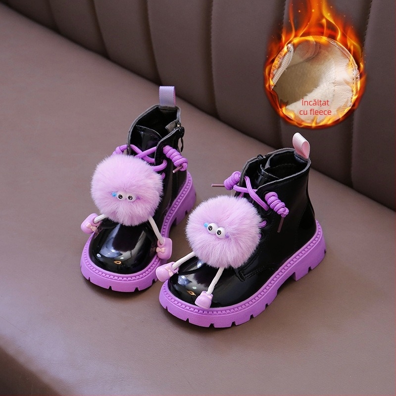 Ghete de iarnă pentru fete, cu fermoar lateral, din piele sintetică, talpă din cauciuc, impermeabile și calde, până la mijlocul gambelor
