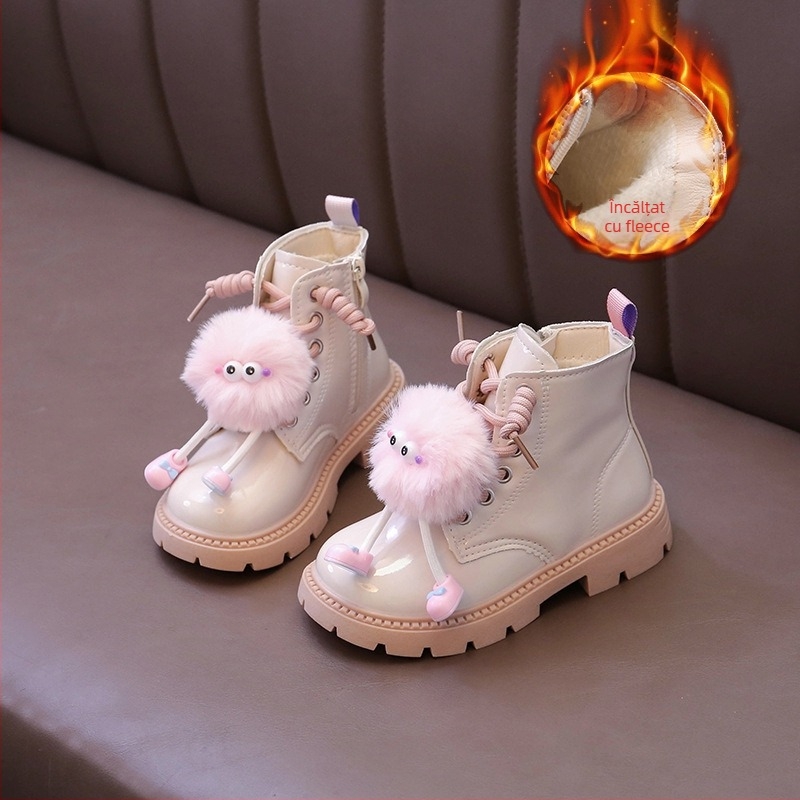 Ghete de iarnă pentru fete, cu fermoar lateral, din piele sintetică, talpă din cauciuc, impermeabile și calde, până la mijlocul gambelor