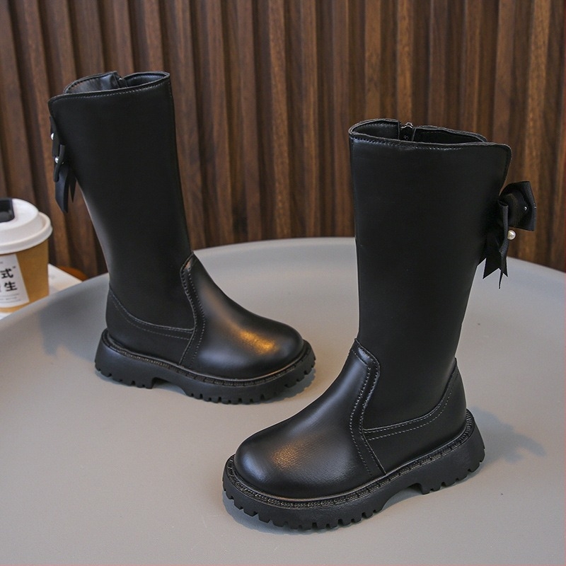 Ghete Martin pentru fete - Înălțime ridicată, căptușite cu fleece, fermoar lateral, talpă din cauciuc, exterior din piele artificială, stil prințesă, toamnă/iarnă, pentru 4–16 ani