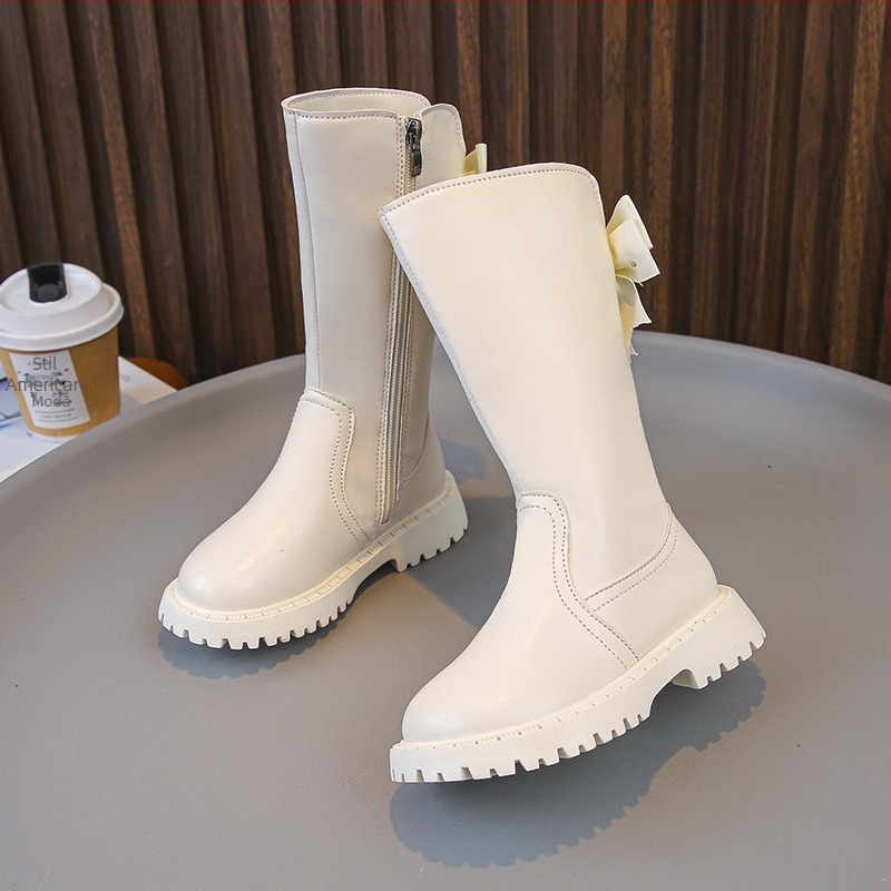 Ghete Martin pentru fete - Înălțime ridicată, căptușite cu fleece, fermoar lateral, talpă din cauciuc, exterior din piele artificială, stil prințesă, toamnă/iarnă, pentru 4–16 ani