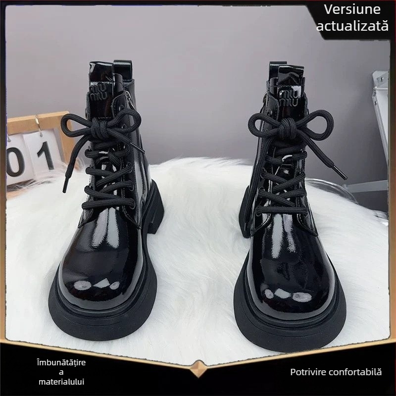 Ghete scurte de iarnă pentru fete, căptușite cu polar și finisaj mat, partea superioară din piele sintetică, talpă TPR