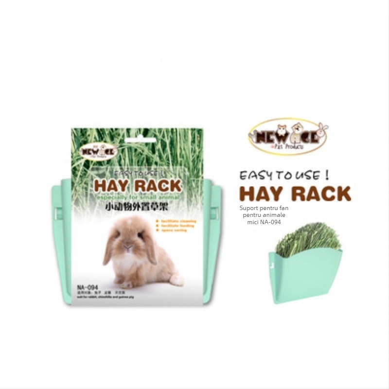 Hrănitoare de iarbă pentru iepuri, chinchile și porci de Guineea — externă, arc elastic, anti-risipă, anti-pășunare