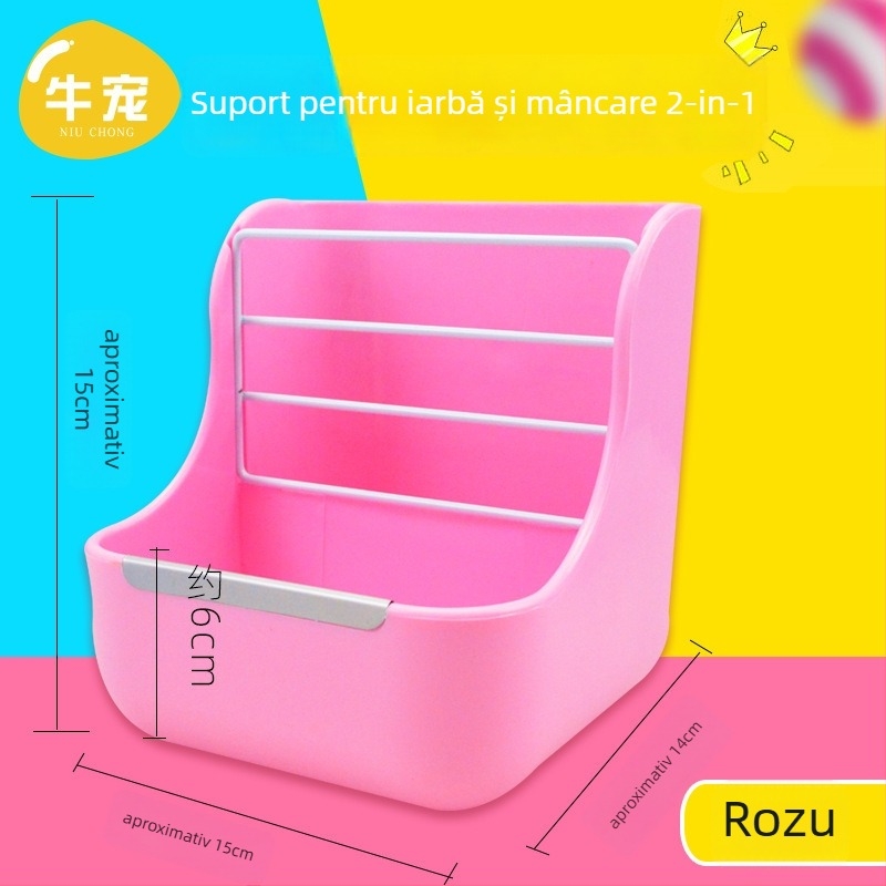 Hrănitoare de iarbă pentru iepuri, chinchile și porci de Guineea — externă, arc elastic, anti-risipă, anti-pășunare