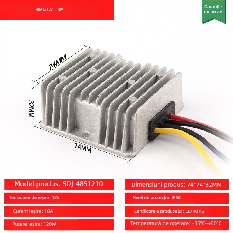 Convertor DC-DC buck-boost, intrare 48V, ieșire 12V, până la 30A, 350W, IP68, comutație PWM
