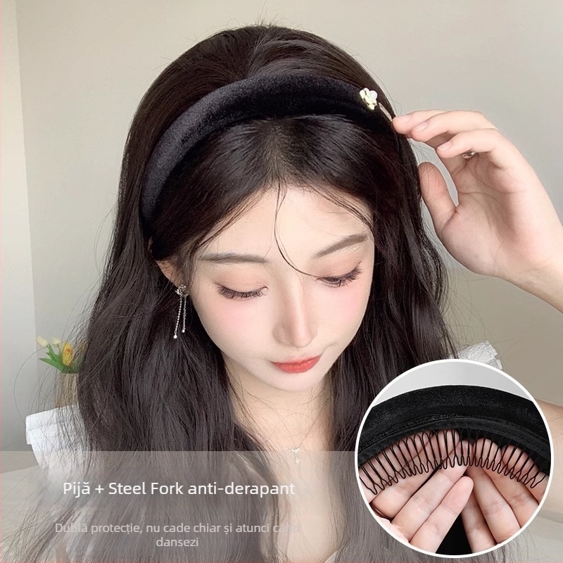 Perucă cu bandă Camellia – bucle cu valuri de apă, bandă Camellia detașabilă, acoperire în formă de U pentru jumătate de cap, sârmă rezistentă la temperatură, aspect natural