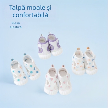 Sandale pentru copii unisex, din plasă, aerisite, antiderapante, închidere Velcro