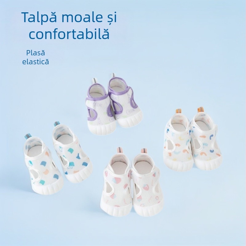 Sandale pentru copii unisex, din plasă, aerisite, antiderapante, închidere Velcro