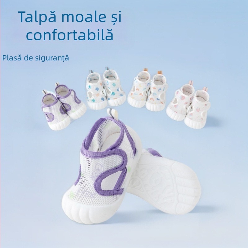 Sandale pentru copii unisex, din plasă, aerisite, antiderapante, închidere Velcro