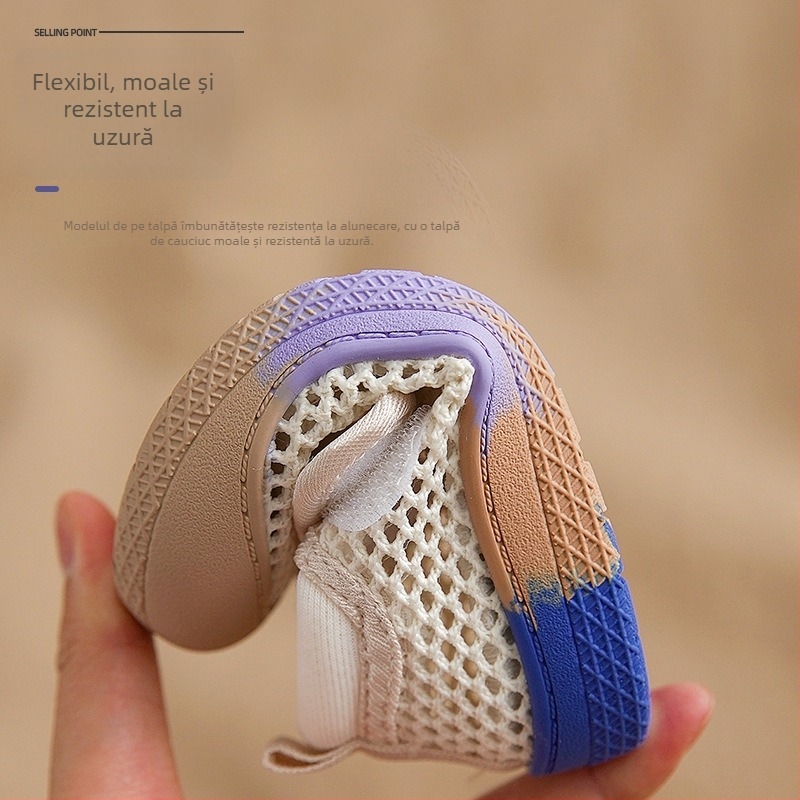 Sandale pentru copii, vară, din plasă respirabilă, închidere Velcro, talpă din cauciuc, pentru 12–36 de luni