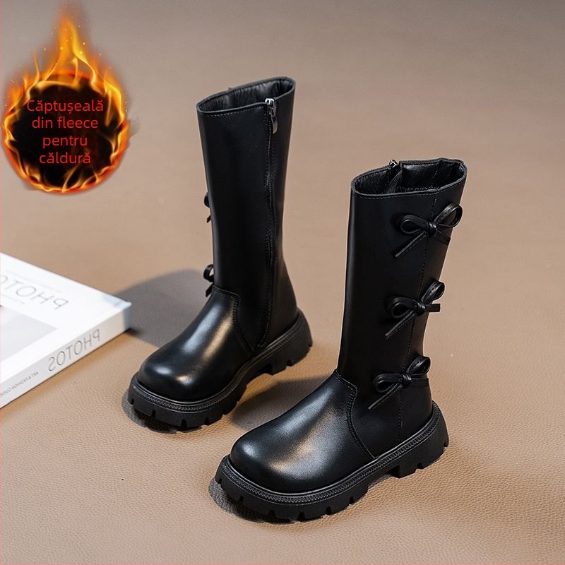 Ghete de zăpadă pentru fetițe – căptușite cu fleece, exterior din microfibră, talpă TPR, pentru 1–3 ani