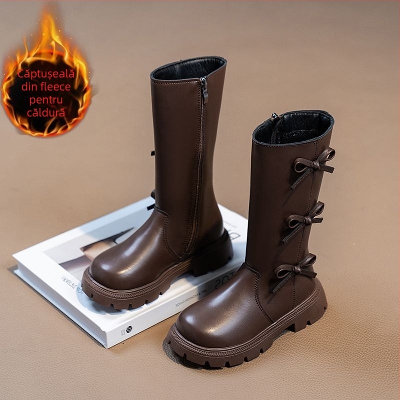 Ghete de zăpadă pentru fetițe – căptușite cu fleece, exterior din microfibră, talpă TPR, pentru 1–3 ani