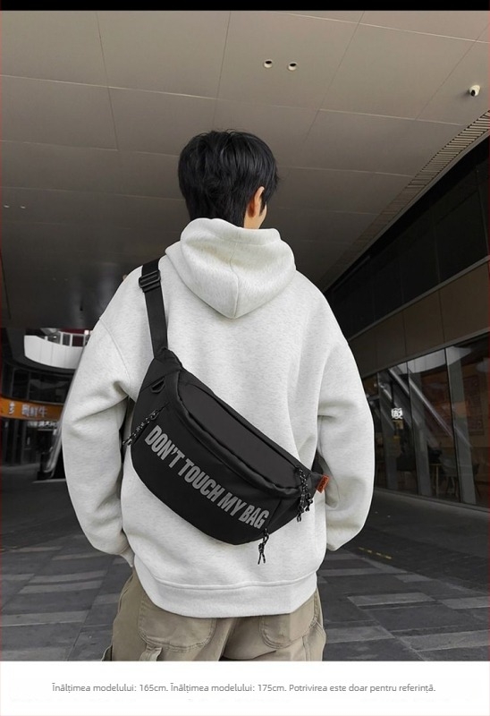 Geantă bărbați crossbody cu capac — PVC, închidere cu fermoar, buzunar pentru telefon, căptușeală din poliester