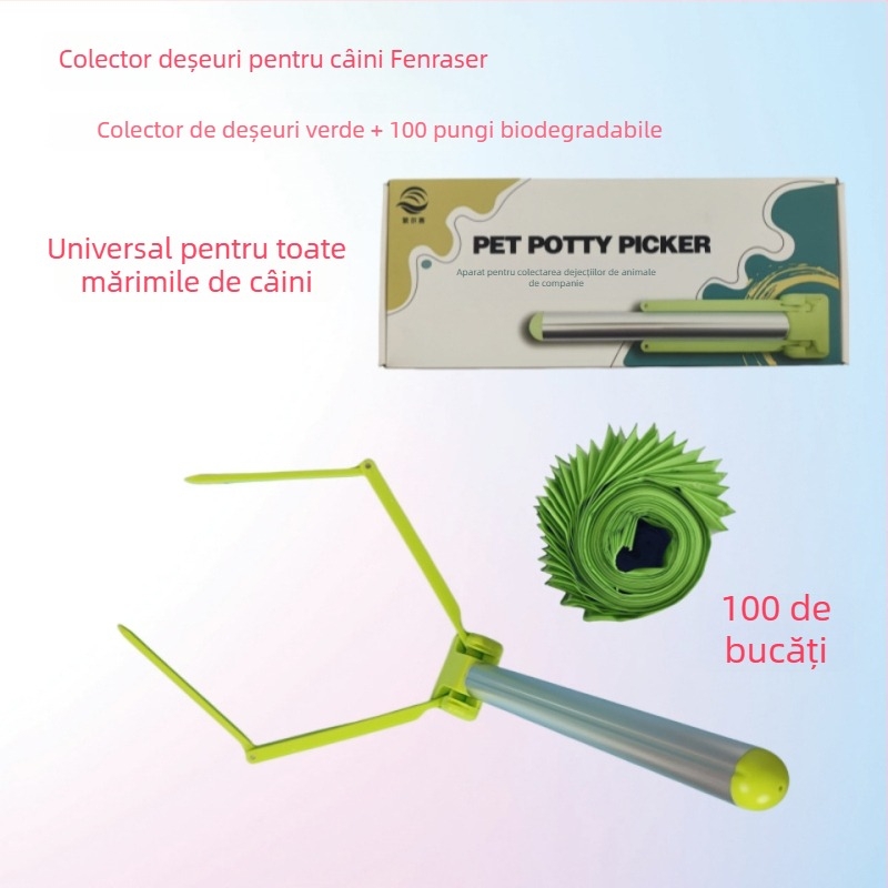Curățător de fecale pentru câini, pliabil, cu funcționare automată, din plastic, include pungă
