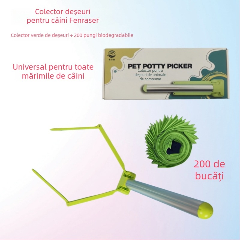 Curățător de fecale pentru câini, pliabil, cu funcționare automată, din plastic, include pungă