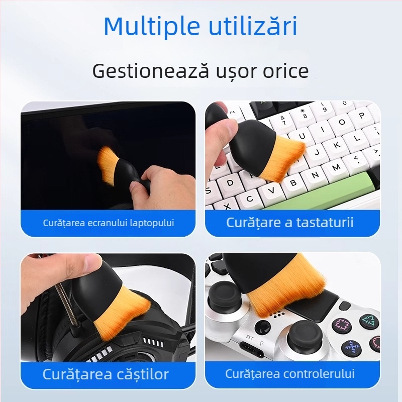 Perie de curățare pentru calculator cu peri moi din microfibră, pentru tastatura laptopului și ecran, anti-static