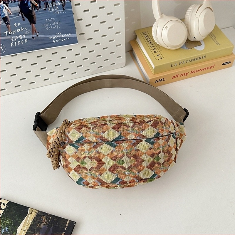 Geantă crossbody, formă dumpling, nailon, fermoar, buzunar pentru telefon, Primăvara 2025