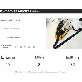 Geantă piept nylon, model carouri, stil urban, crossbody, fermoar, buzunar intern pentru telefon