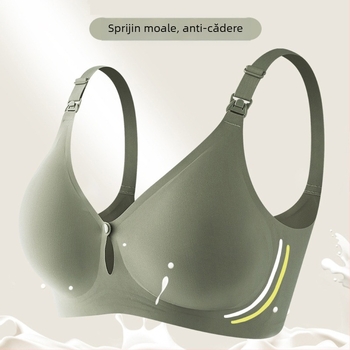 Sutien de alăptare fără fir cu închidere frontală, cupe modelate, bretele detașabile duble, bretele din bumbac