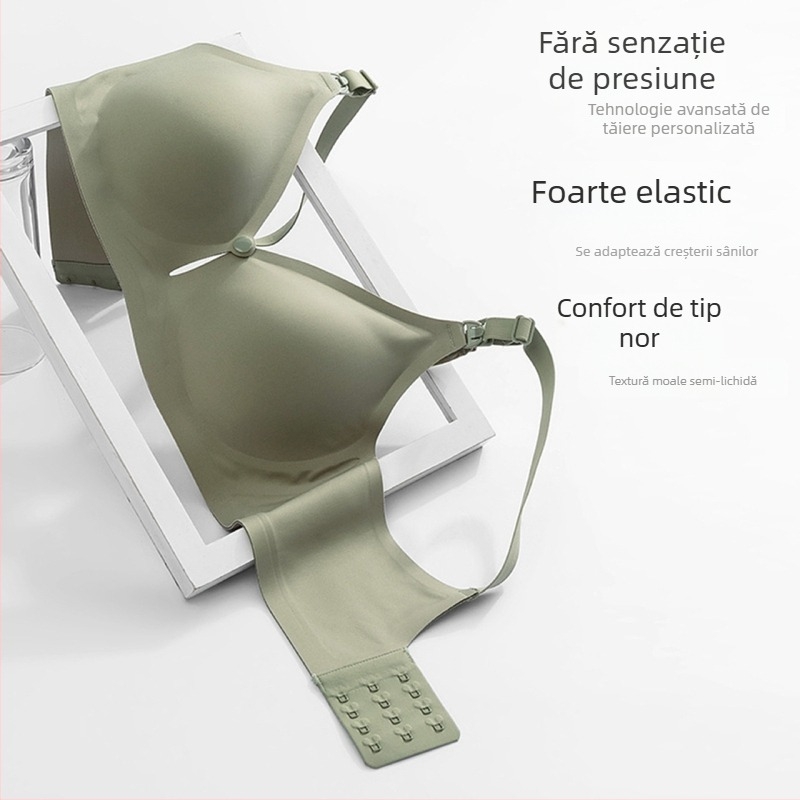 Sutien de alăptare fără fir cu închidere frontală, cupe modelate, bretele detașabile duble, bretele din bumbac