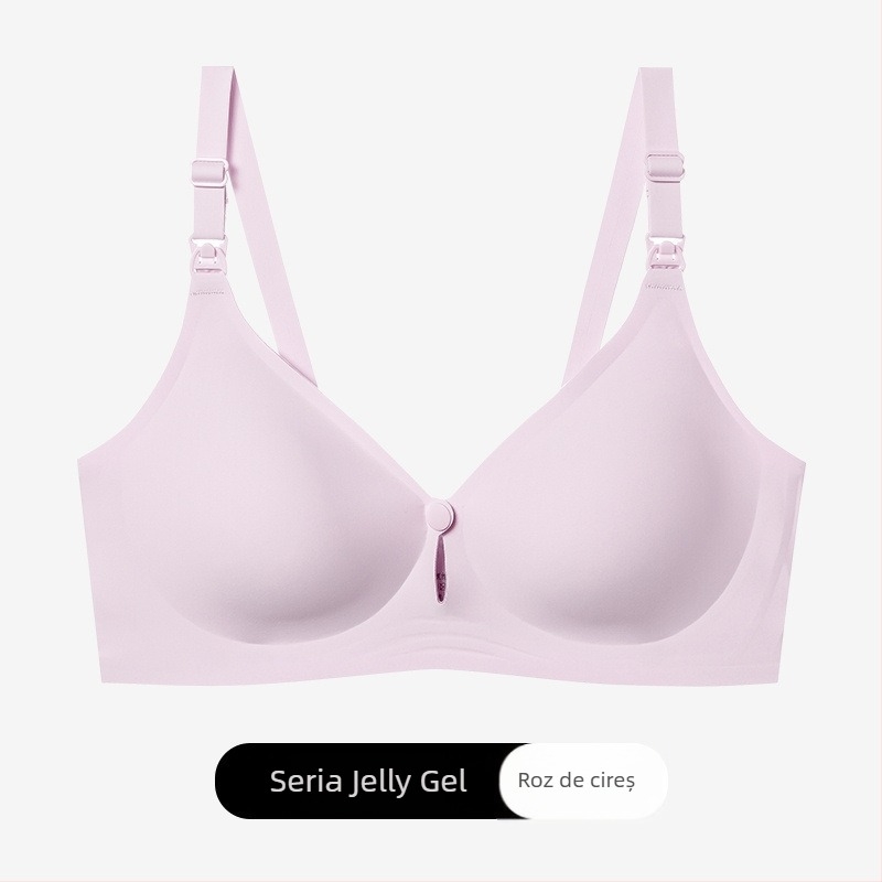 Sutien de alăptare fără fir cu închidere frontală, cupe modelate, bretele detașabile duble, bretele din bumbac