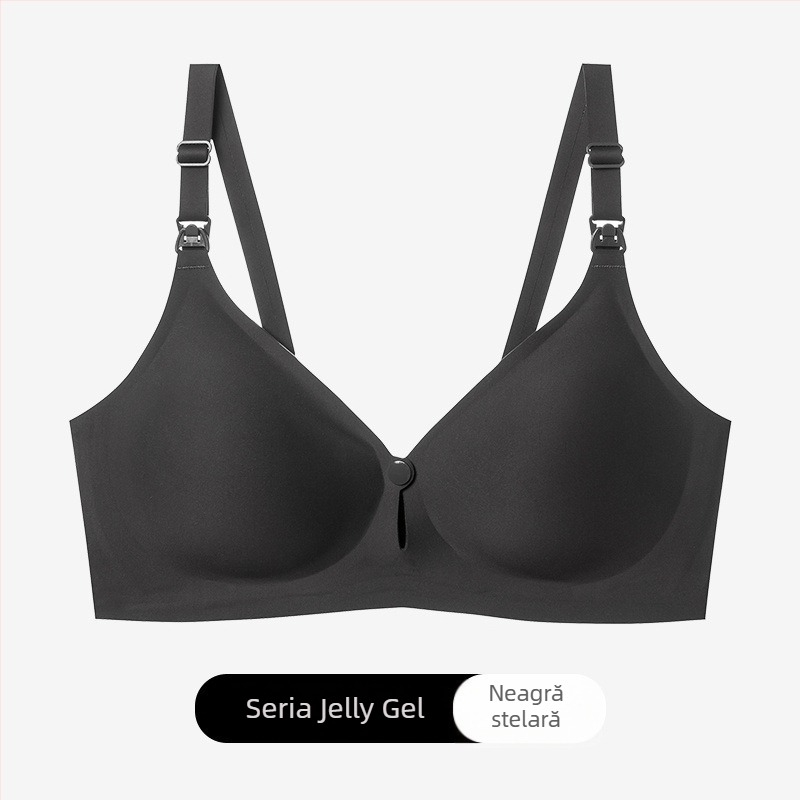 Sutien de alăptare fără fir cu închidere frontală, cupe modelate, bretele detașabile duble, bretele din bumbac