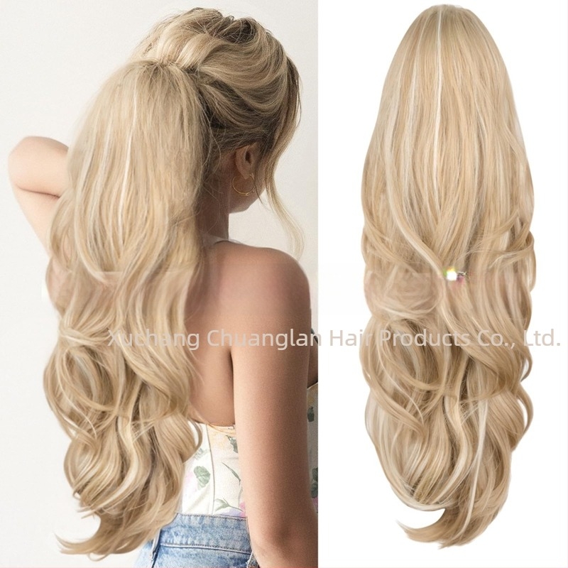 Perucă coadă – extensie, bucle lungi, șnur de prindere, sârmă rezistentă la temperatură, poate fi vopsită