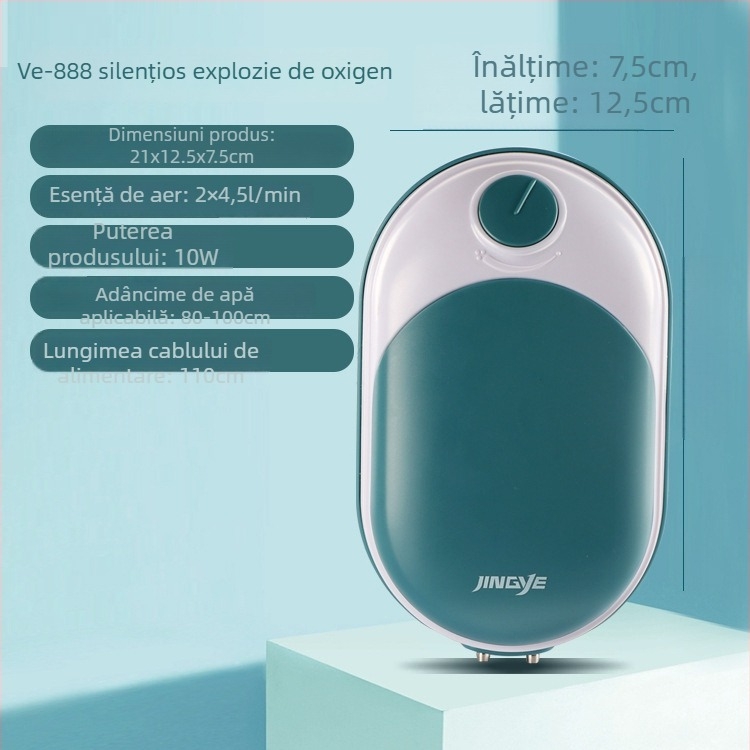 Pompa Jingye de oxigenare pentru acvariu - cu două orificii, economică și silențioasă