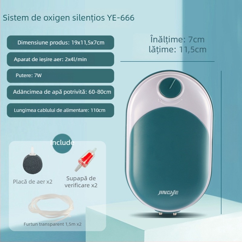 Pompa Jingye de oxigenare pentru acvariu - cu două orificii, economică și silențioasă