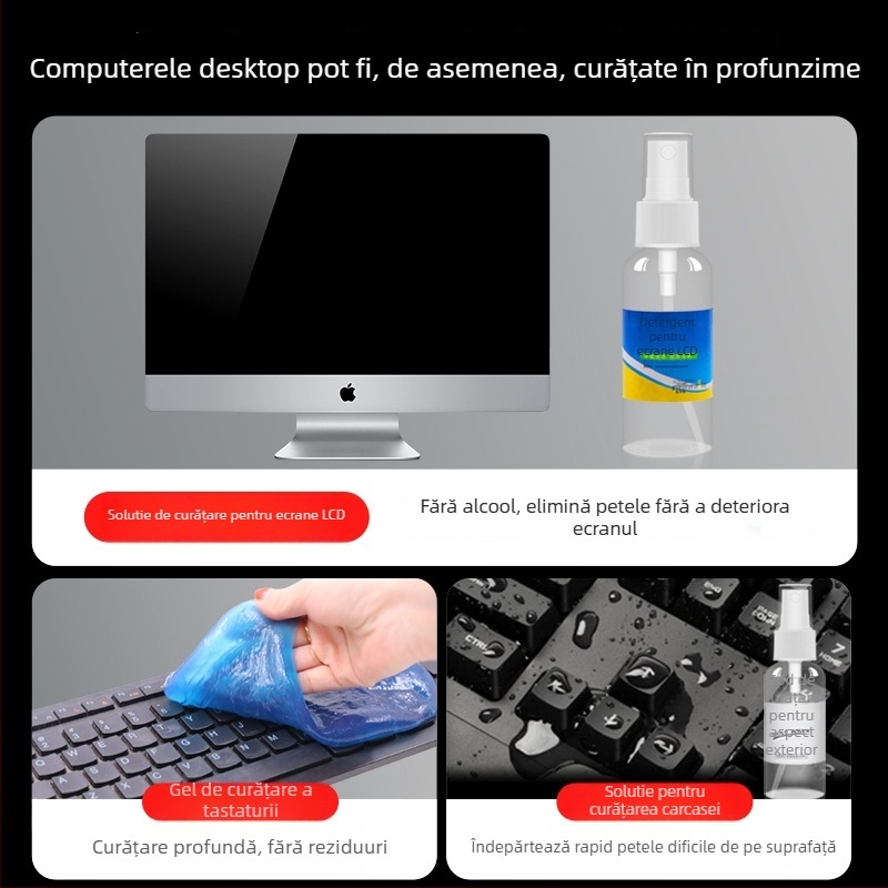 Set de curățare pentru computer cu nouă părți: curățitor pentru ecran, carcasa notebookului și unelte de curățare a tastaturii — Model Qjj-003; Brand Tide competition; Compatibil cu 21789048979